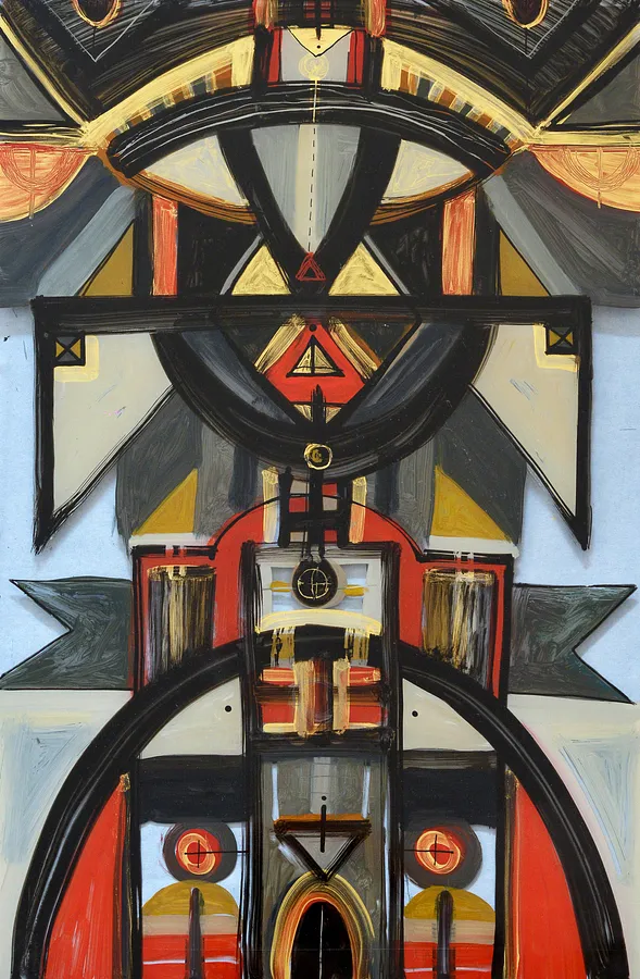 Image of Symmetry by Dzvinka Zagayska, made of glass/ink/oil, Glass painting medium, part of the Symmetry series