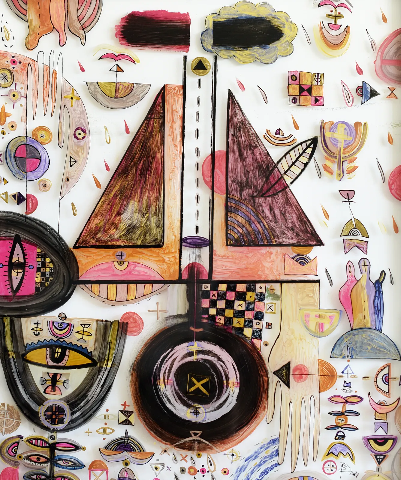 Image of Untitled by Dzvinka Zagayska, made of glass/ink/oil, Glass painting medium, part of the Game series